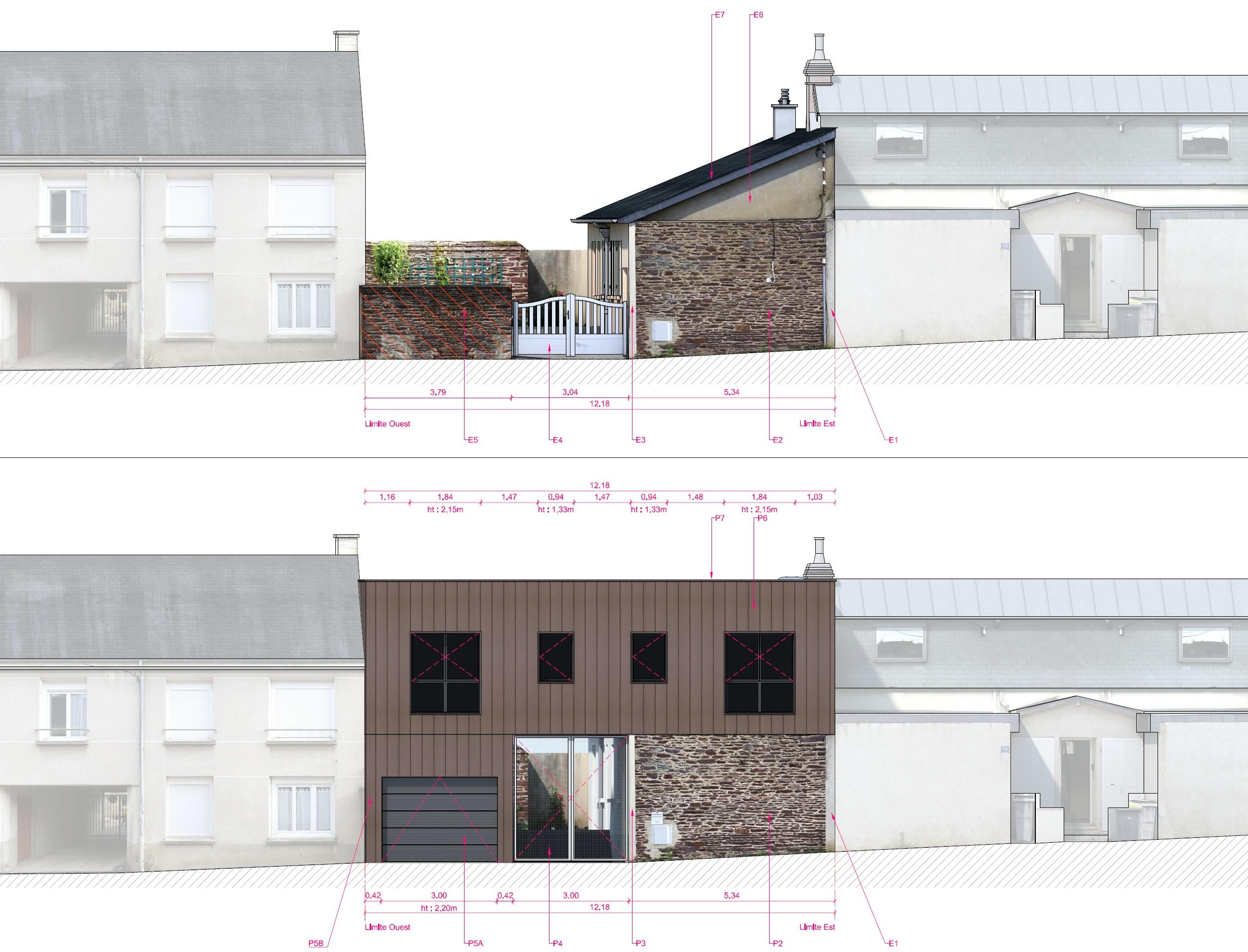 Facade Sud : Existant & Projet