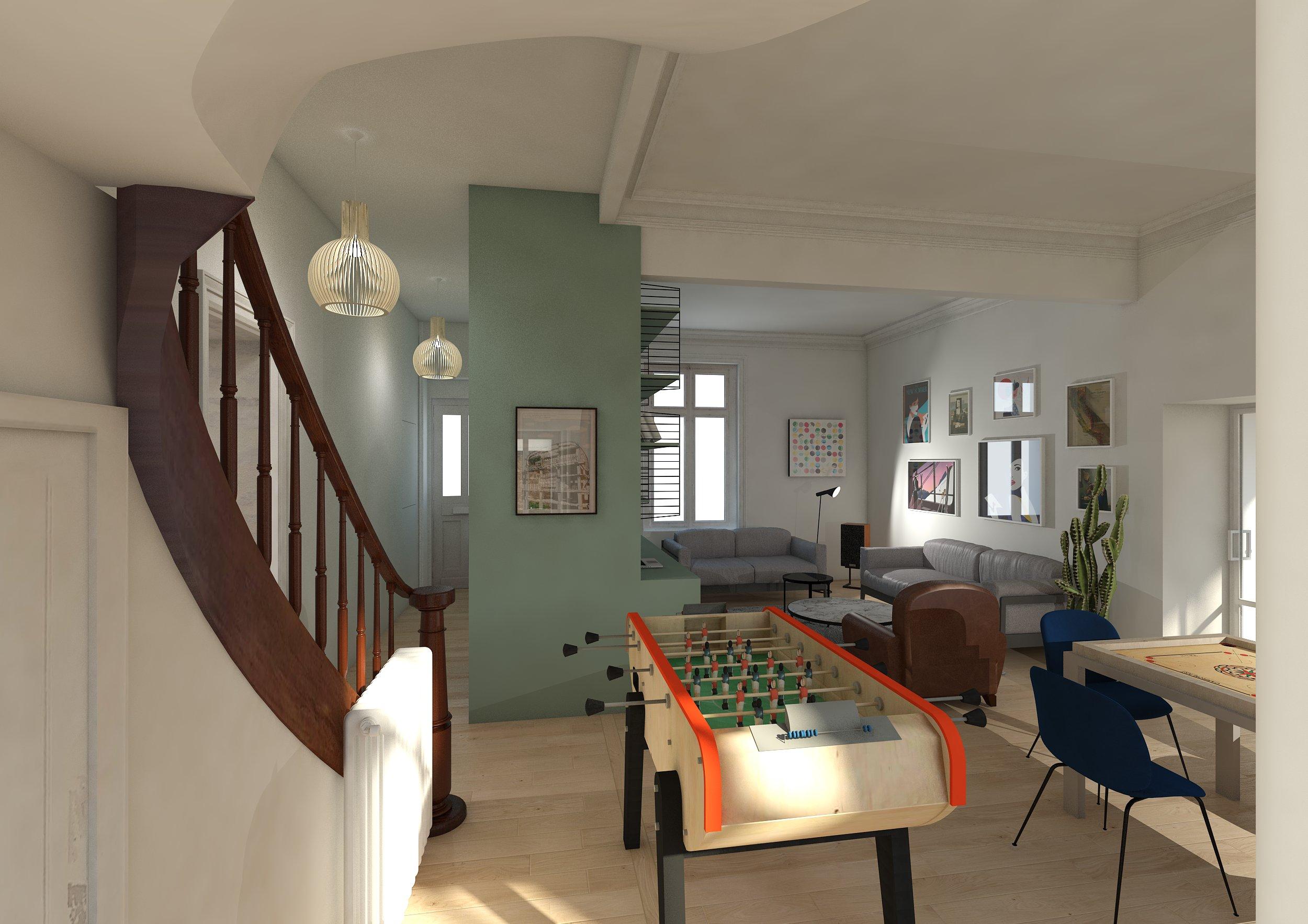 Visuel Projet : Salon - séjour vue depuis l'accès à la terrasse